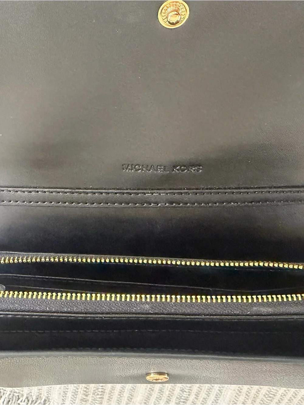 Michael Kors Black Crossbody Bag with Branded Cream Strap